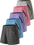 1 or 5 Pack Women's Lounge Workout Shorts with Zipper Pockets