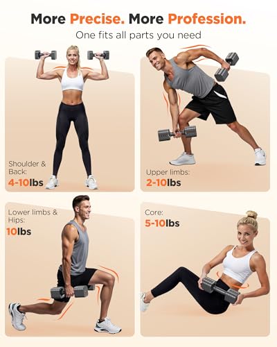DB3 5-in-1 Adjustable Dumbbell Set, 6LB/10LB Pair Adjustable Weights for Women at Home, Dual Locking Stable Hand Weights with TPU Soft Handle, Home Gym, Rehab, Pilates, Yoga, Strength Training - view 5