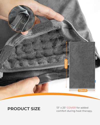 Heating Pad Cover, Crystal Velvet Cover for 12'' x 24'' Heating Pad, Soft Replacement Cover, Washable Cover for Electric Heating Pad, Cover ONLY, Gray - view 2