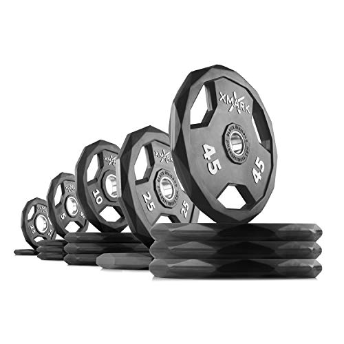 Black Diamond Olympic Weight Plates 2-Inch, Rubber Barbell Plates with Tri-Grip Handles for Home Gym Strength Training