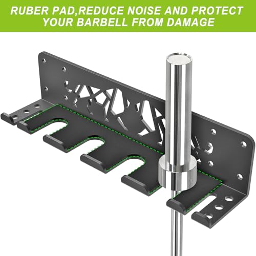 Versatile Wall Mounted Barbell Holder with Hooks Storage Rack for Barbell Bars Holds Under 33mm Bar Size and Fitness Accessories Space-Efficient Gym Organization for Home & Commercial Use - view 4