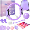 Pilates Ring and Ball Set for Women, Home Workout Pilates Kit, Magic Circle Hoop with 5 Resistance Bands, Pilates Equipment Fitness Essentials Starter Set Accessories