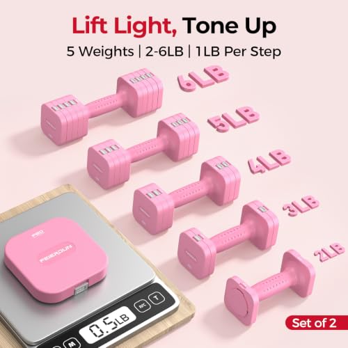 DB3 5-in-1 Adjustable Dumbbell Set, 6LB/10LB Pair Adjustable Weights for Women at Home, Dual Locking Stable Hand Weights with TPU Soft Handle, Home Gym, Rehab, Pilates, Yoga, Strength Training - view 2