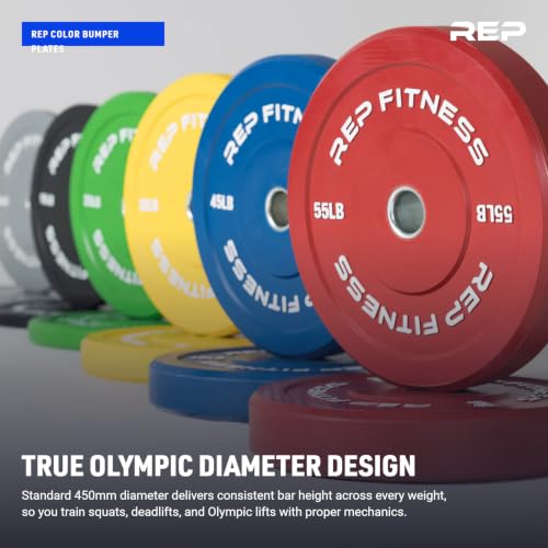 Color Bumper Plates LB Olympic Barbell Weights – Rubber Training Discs for Home Gym Strength Lifting, Low Bounce Durable, Weight Pairs & Sets 10 15 25 35 45 Pound Options - view 3