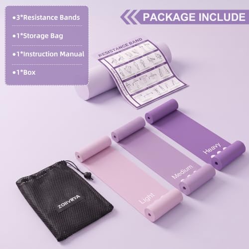 Resistance Bands Set, 3 Purple TPE Exercise Bands for Home Gym Workout - view 4