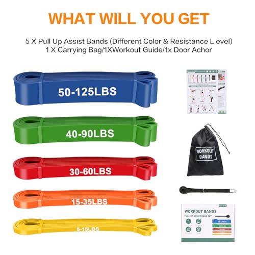 Exercise Bands, Resistance Bands for Working Out, Workout Bands, Pull up Assist Bands, Stretch Bands for Exercise at Home/Gym -Afu - view 6
