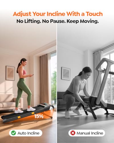 Walking Pad Treadmill with 15% Auto Incline, Under Desk Treadmill for Home - view 3