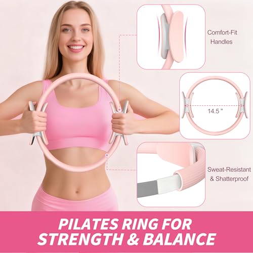 Pilates Kit, Home Pilates Workout Kit for Women, Pilates Equipment with 14.5" Pilates Ring and Ball, Resistance Bands, Dumbbells & Grip Socks for Home Workouts - view 3