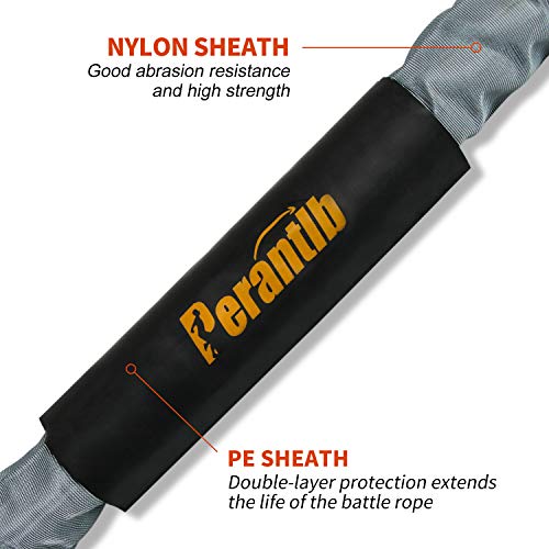 Poly Battle Rope with Cloth Sleeve -1.25/1.5/2 Inch Diameter 30' 40' 50' Lengths -Gym Muscle Toning Metabolic Workout Fitness, Battle Ropes for Home Gym - view 5