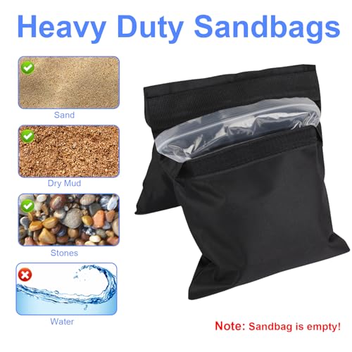 2 Pack Sand Bags, Black Sand Bags for Weight, Heavy Duty Sandbags for Umbrella Base, Photography Video Equipment, Light Tripod, Fishing Chair, Sports, Backdrop Stand, Camping, Tent - view 4