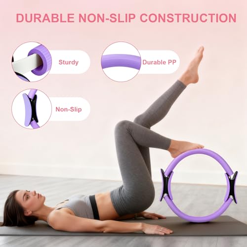 Pilates Ring and Ball Set for Women, Home Workout Pilates Kit, Magic Circle Hoop with 5 Resistance Bands, Pilates Equipment Fitness Essentials Starter Set Accessories - view 2