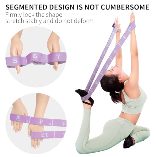 12 Loop Resistance Stretch Band, Numbered Flexibility Strap for Exercise, Physical Therapy, Yoga, Pilates, Dance, Gymnastics and Rehab Training, Adjustable Stretching for Splits, Ballet,Home Workouts - view 3