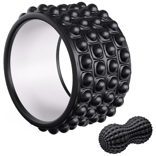 Back Roller Wheel,Back Stretcher,Back Cracker,Yoga Wheel, Foam Roller for Back Pain Relief and Posture Correction with Massage Ball