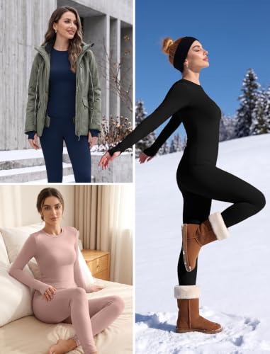 Thermal Underwear for Women Fleece Lined Lounge Set Winter Clothing - view 5