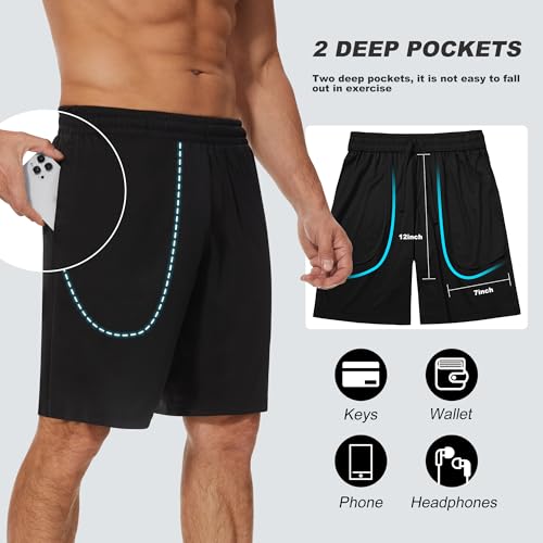 7 Pack Mens Athletic Shorts - Basketball Gym Running Workout - view 5