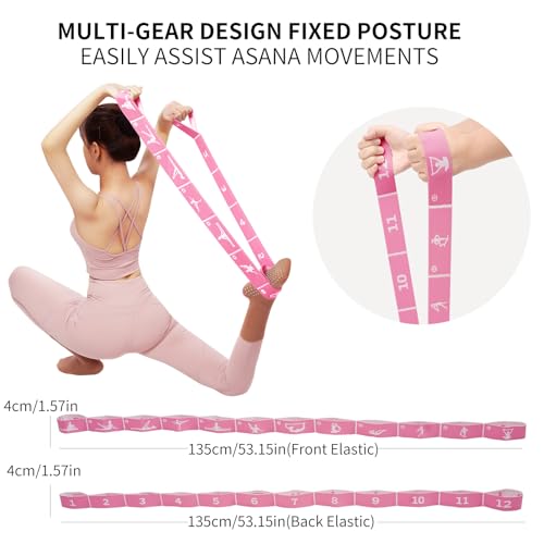 Yoga Blocks 2 Pack with Elastic Stretch Band & Bag – High Density Foam Yoga Blocks for Stability, Deep Stretching & Balance, 12-Loop Resistance Strap for Yoga, Pilates, Dance & Flexibility Training - view 5