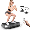 Vibration Plate Exercise Machine - Curved Vibrating Board for Lymphatic Drainage Fitness Platform Workout Full Body Shake Plates Weight Loss with Bluetooth Resistance Bands Black Home