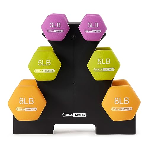 1, 2 and 3 lb Neoprene Dumbbell Strength Training Weight Set with Rack - view 6