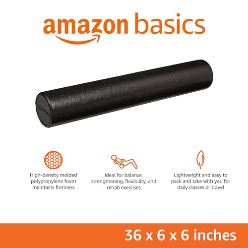 High-Density Foam Roller for Exercise, Stretching and Muscle Recovery, 36 Inches, Black - view 2