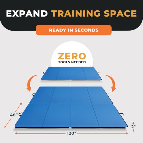 10x4 Feet 4-Panel Folding Gymnastics Mat – 2-Inch Thick Pad with Vinyl Surface and Carrying Handles for Tumbling, Yoga, Pilates, Home Workouts, and Martial Arts - view 3