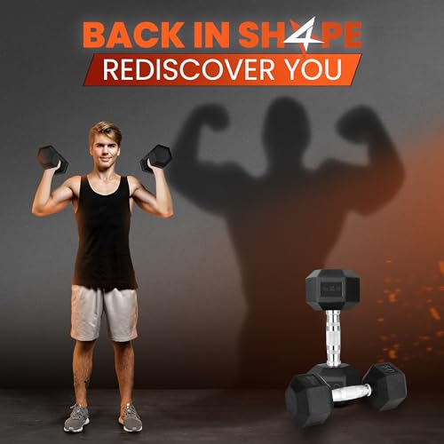 Hex Dumbbell, Rubber Coated, Chrome Grip Hand Weight - view 5