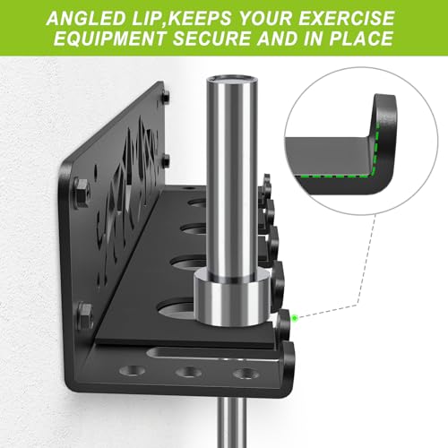 Versatile Wall Mounted Barbell Holder with Hooks Storage Rack for Barbell Bars Holds Under 33mm Bar Size and Fitness Accessories Space-Efficient Gym Organization for Home & Commercial Use - view 5