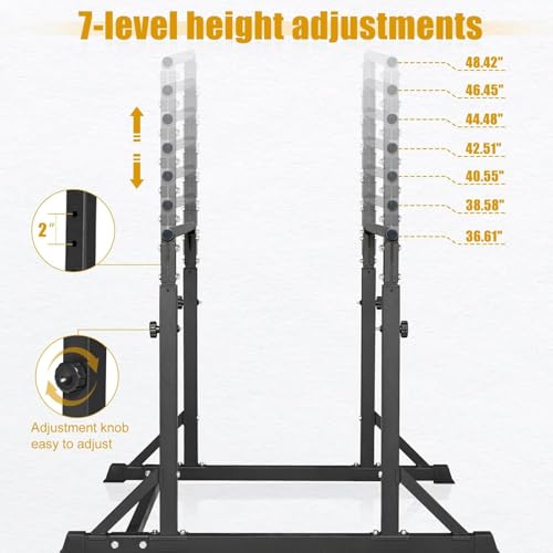Dip Bar, Heavy Duty Dip Station with 7 Height Levels, 800lbs Adjustable Parallel Bars for Tricep Dips Pull-Ups L-Sits Calisthenics Exercises Strength Training for Home Gym Outdoor - view 3