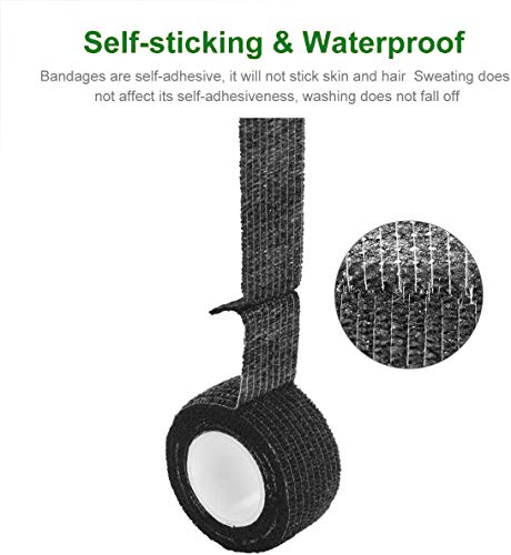 Self Adhesive Bandage Rolls Grip Cover Sensi Wrap Tape for Sports,Wrist,Ankle,Pets 5-Yards 24pcs (1 inch, Black) - view 3