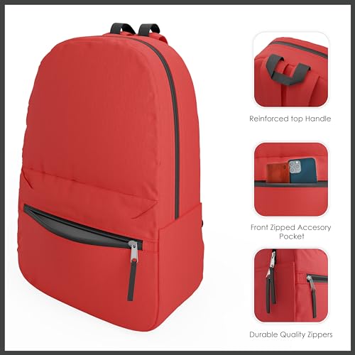 10 Pack Bulk Backpacks, Wholesale 17-Inch Lightweight Bookbags for Kids, Adults, School, Classroom, Travel, Gym Supplies with 1 Large, 1 Small Pocket, Perfect for Events, Corporate Bundles, Mix - view 2