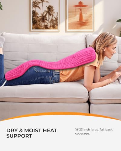 18" x 33" Large Heating Pad for Back, FSA Eligible Pink Heating Pad for Period Cramps, Heated Pad, 6 Heat Settings, Auto Off, Moist Heat, Cute Heat Pad for Women Mom Wife Teens - view 5