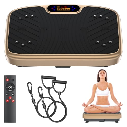 Vibration Plate Exercise Machine Vibration for Lymphatic Drainage Fitness Equipment for Strength Toning Premium Home Workout Equipment with 1-200 Speed Settings for Fitness (Gold)