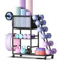 Dumbbell Rack with Yoga Mat Holder and Wheels for Home Gym