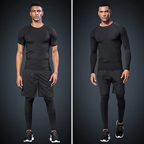 Men Compression Workout Set 5 PCS Dry Quick Shirt Pants Shorts Tights Jacket Clothes for Gym - view 2