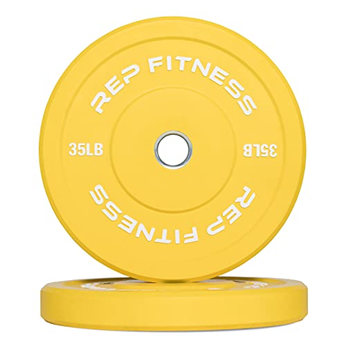 Color Bumper Plates LB Olympic Barbell Weights – Rubber Training Discs for Home Gym Strength Lifting, Low Bounce Durable, Weight Pairs & Sets 10 15 25 35 45 Pound Options