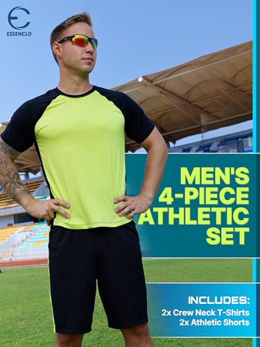 Men's Gym Clothes Set With 2 Workout Shirts & 2 Shorts, 4-Piece - view 2