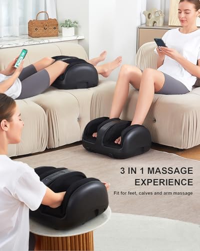 Foot Massager with Heat, FSA Eligible Shiatsu Foot and Calf Massager with Air Compression, APP & Panel Control, Rolling, Vibration and Heat, Foot Massage Machine for Home Relaxation - view 2