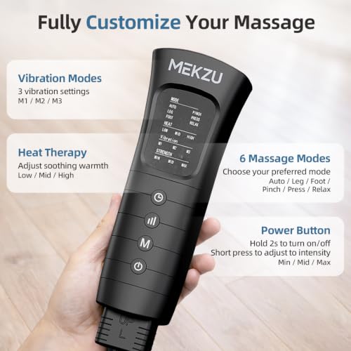 Air Compression Leg Massager with Heat, 6 Massage Modes, Foot Boots - view 5