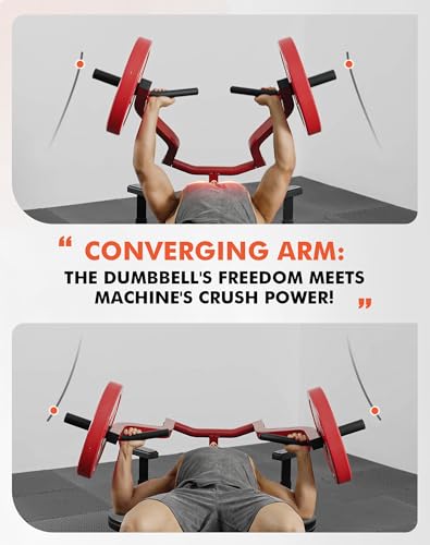 Chest Press Machine, Bench Press Machine with Independent Converging Arms, Adjustable Flat Incline Bench for Chest, AB Workouts, Shoulder Home Gym Equipment - view 3