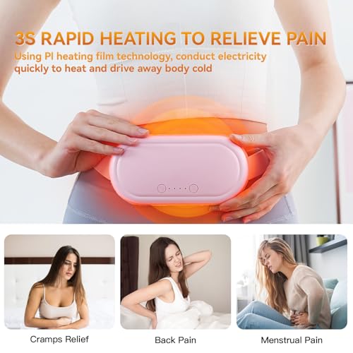 Portable Electric Heating Pad for Period Cramps, Menstrual Heating Pads with 4 Heat Levels and 4 Vibrating Modes for Women Stomach Pain Relief- White - view 7