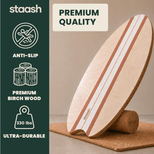 Balance Board Full Kit – Premium Birch Wood Trainer with Cork Roller, Balance Disc, Massage Ball & Anti-Slip Mat – Core Strength, Surf, Snowboard & Rehab Training – All-In-One Set - view 5