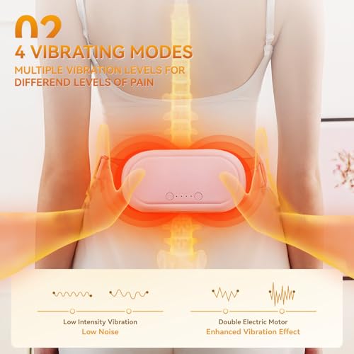 Portable Electric Heating Pad for Period Cramps, Menstrual Heating Pads with 4 Heat Levels and 4 Vibrating Modes for Women Stomach Pain Relief- White - view 2