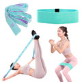 Glute Bands and 11-Loop Stretch Band Set, Fabric Booty Band for Glute Activation, Adjustable Stretching Strap for Yoga, Pilates, Dance, Ballet, Flexibility, Leg Workouts & Home Exercise