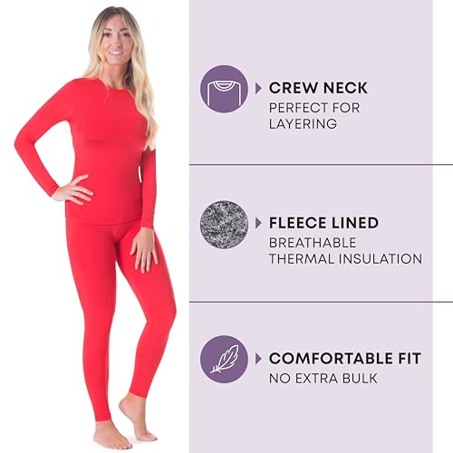 Thermal Underwear Women Long Johns Womens Thermals Top Bottom Set Fleece Lined Under Wear Clothes Base Layer Thermals - view 2