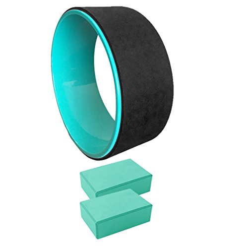 Non Slip Durable TPE - Eco-Friendly Yoga Wheel with 2pcs Yoga Foam Blocks
