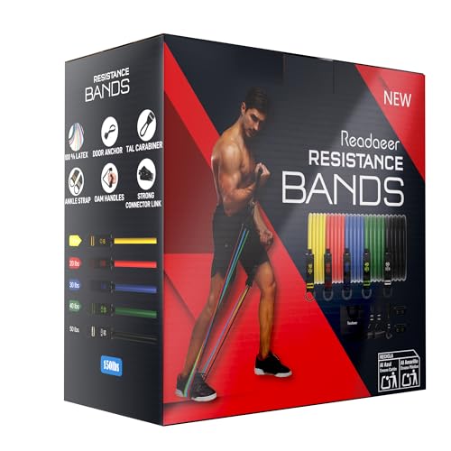 Resistance Bands, 10-150 LBS Exercise Bands with Handles, Ankle Straps & Door Anchor, Adjustable Workout Bands for Full Body Strength Training, Home, Gym & Travel - view 6