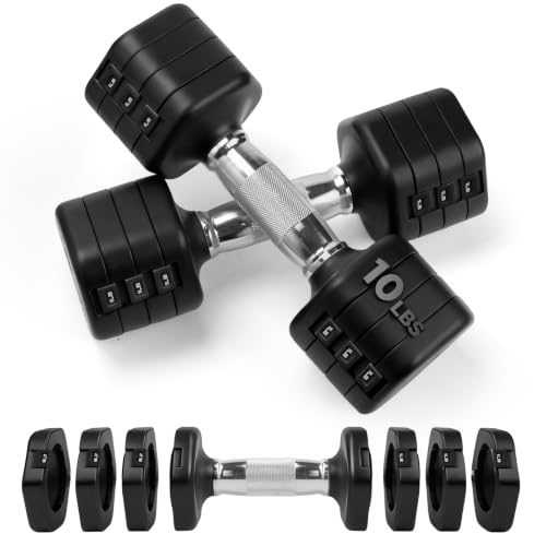 Adjustable Dumbbell Set of 2, Total 20 LB Pair (4,6,8,10 LB)