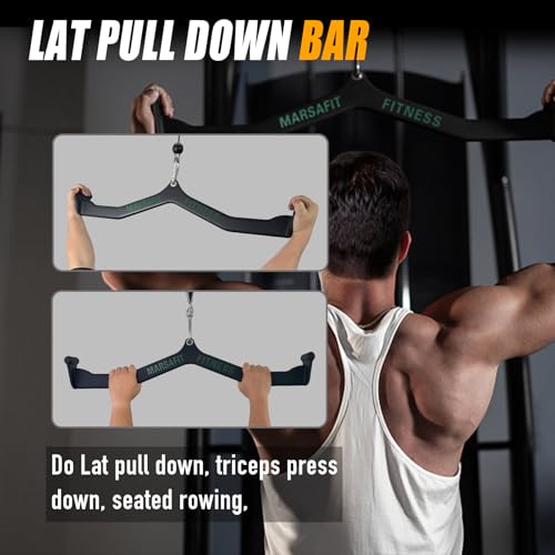 Home Gym Fitness Rowing T-bar V-bar Pulley Cable Machine Attachment, Bicep Curl Tricep LAT pulldown Bar Back Strength Training Handle Grips LAT Pull Down Bar for Seat Row Workout - view 7