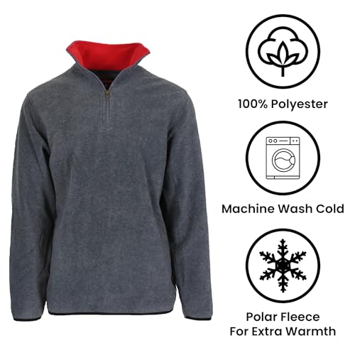 Men’s Quarter Zip Thermal Fleece Pullover Long Sleeve Sweatshirt Mid Weight Sweater in 9 Colors - view 4