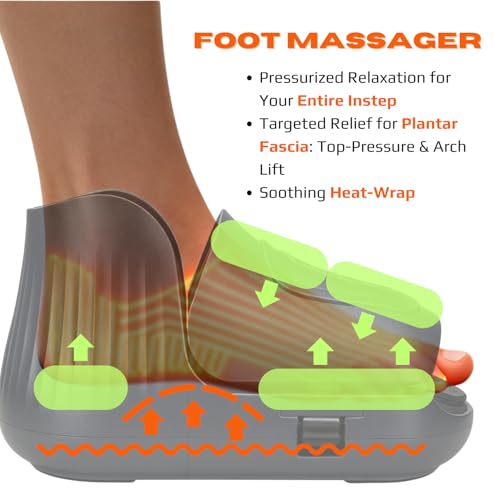 Foot and Ankle Massager with Heat - Electric Feet Massage Machine with Deep Kneading and Air Compression for Plantar Fasciitis, Foot Muscle Relax at Home or Office, Fathers Day Gift - view 2