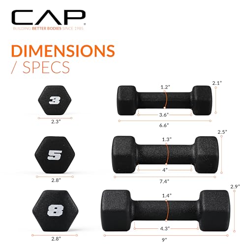 Neoprene Dumbbell Pairs & Sets, Non-Slip Grip, Hex Design - view 5